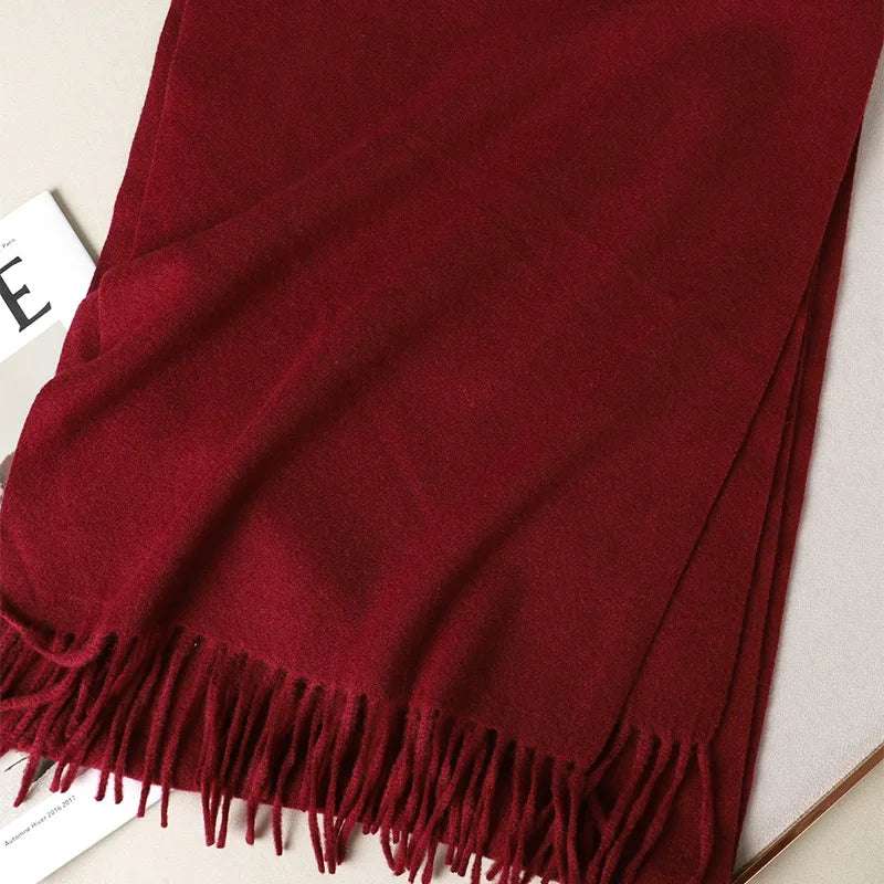 Women's Warm Thick Cashmere Winter Scarf with Tassels and Wrap