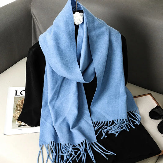Women's Warm Thick Cashmere Winter Scarf with Tassels and Wrap DFP001-04 33x180cm