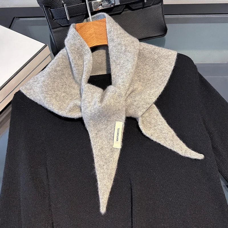 Women's 100% Wool Long Winter Scarf - Warm Solid Shawl Wrap DB031-01 60x130cm