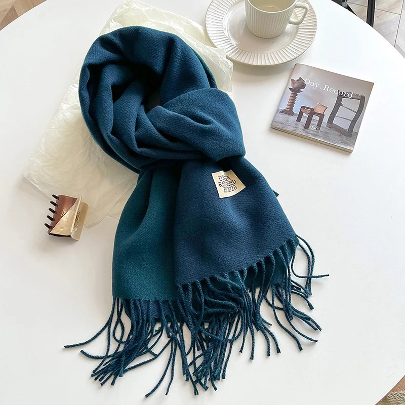 Women's Warm Cashmere Scarf - Korean Style Double-Sided Wrap DFP022-08 68x200cm