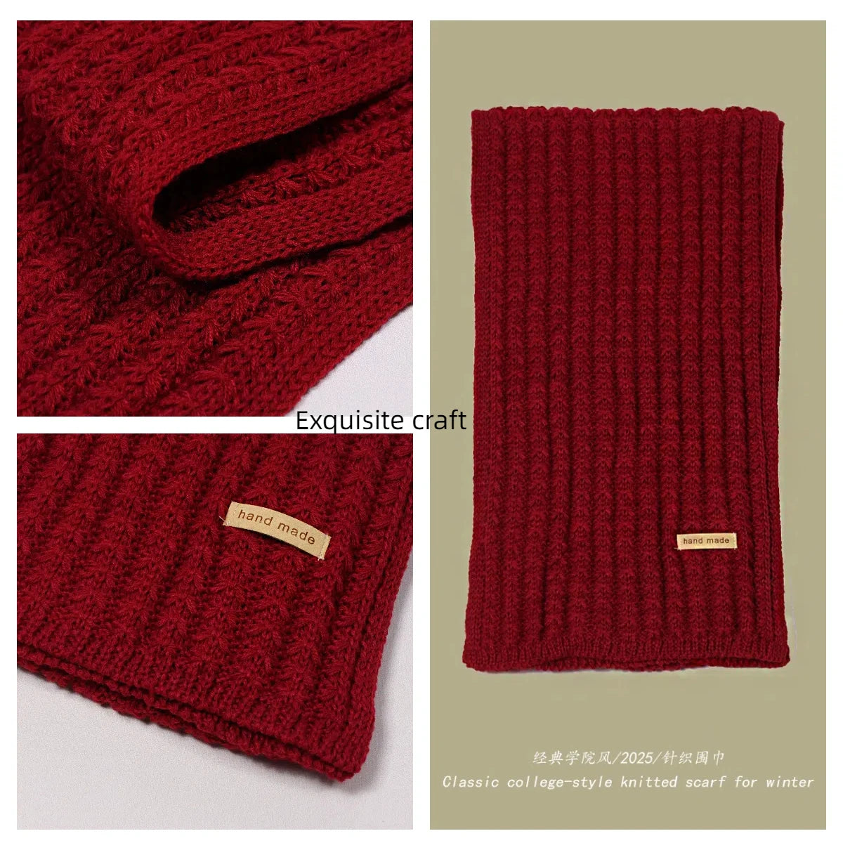Women's Thick Warm Knitted Scarf - Soft Cashmere Winter Accessory