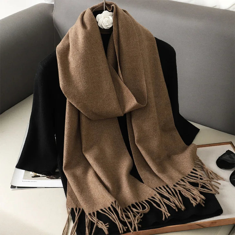 Women's Warm Thick Cashmere Winter Scarf with Tassels and Wrap DFP001-40 33x180cm