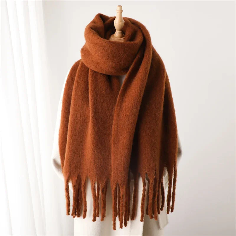 Women's Cashmere Winter Scarf - Soft Thick Pashmina Wrap with Tassels WT77-20