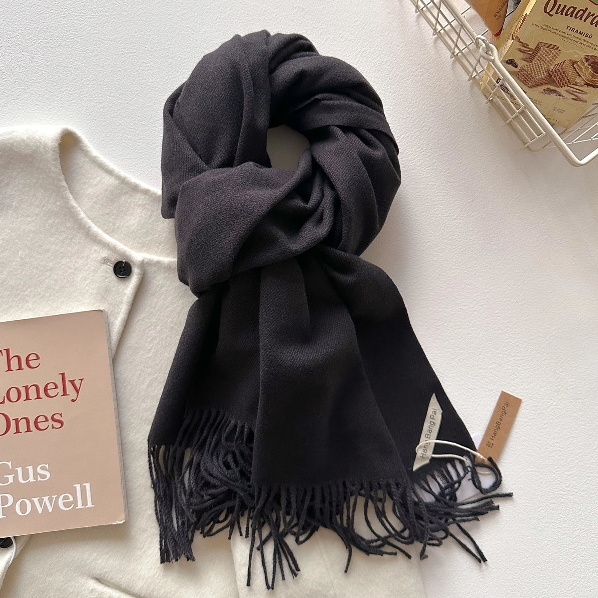 Women's Long Warm Wool Scarf - Solid Cashmere Shawl Wrap for Winter SU-04