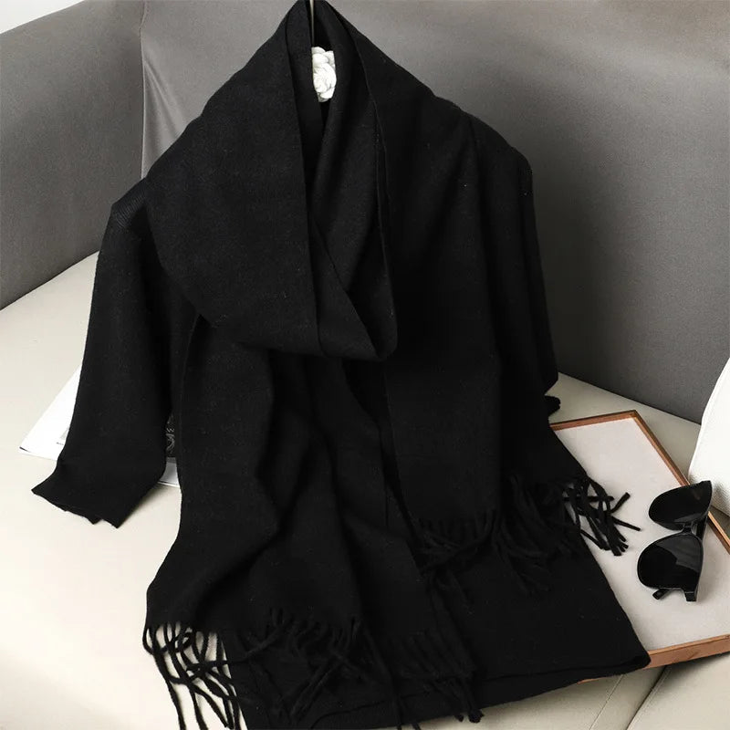 Women's Warm Thick Cashmere Winter Scarf with Tassels and Wrap DFP001-20 33x180cm