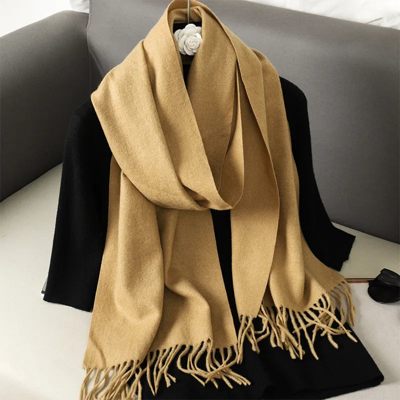 Women's Warm Thick Cashmere Winter Scarf with Tassels and Wrap DFP001-12 33x180cm