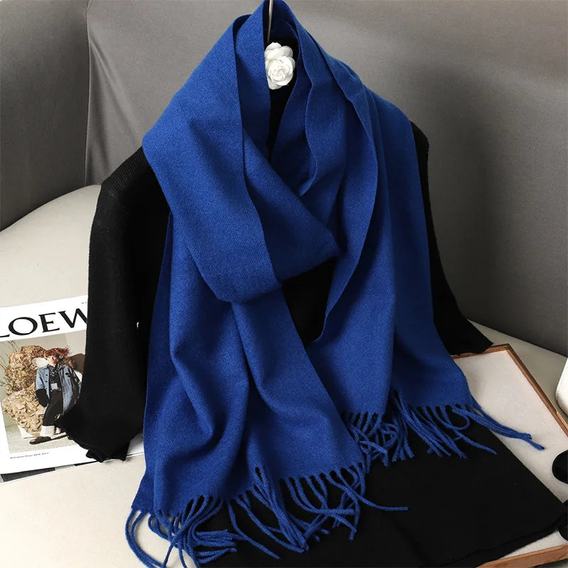 Women's Warm Thick Cashmere Winter Scarf with Tassels and Wrap DFP001-48 33x180cm
