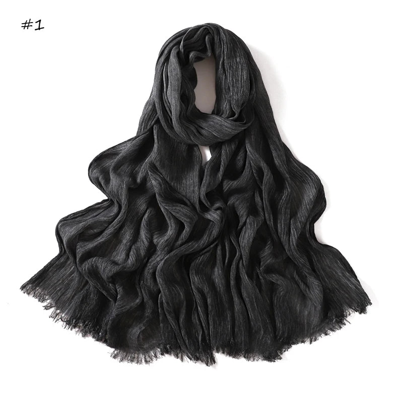 Women's Tie-Dye Crinkle Rayon Hijabs - Breathable Scarf Shawls 01 65X180cm