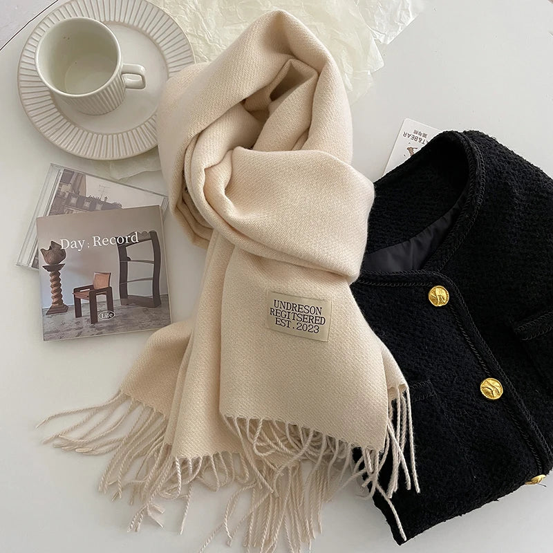 Women's Warm Cashmere Scarf - Korean Style Double-Sided Wrap DFP022-12 68x200cm