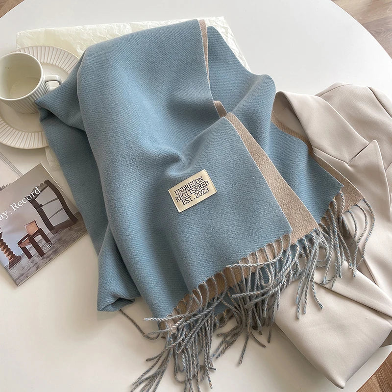 Women's Warm Cashmere Scarf - Korean Style Double-Sided Wrap