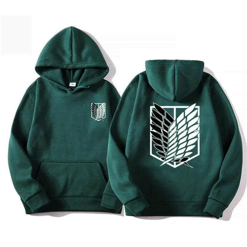 Men's Attack on Titan Graphic Hoodie – Unisex Anime Pullover Green