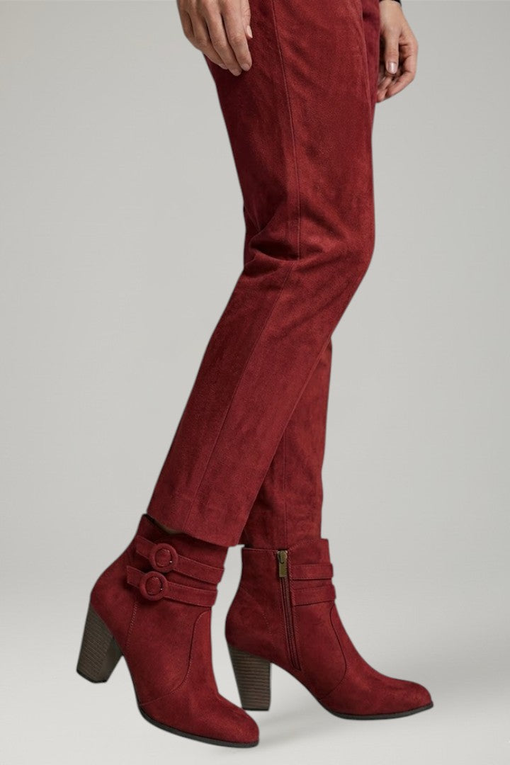 Women's Refined Double Buckle Ankle Cowboy Boots for Daily Use Red