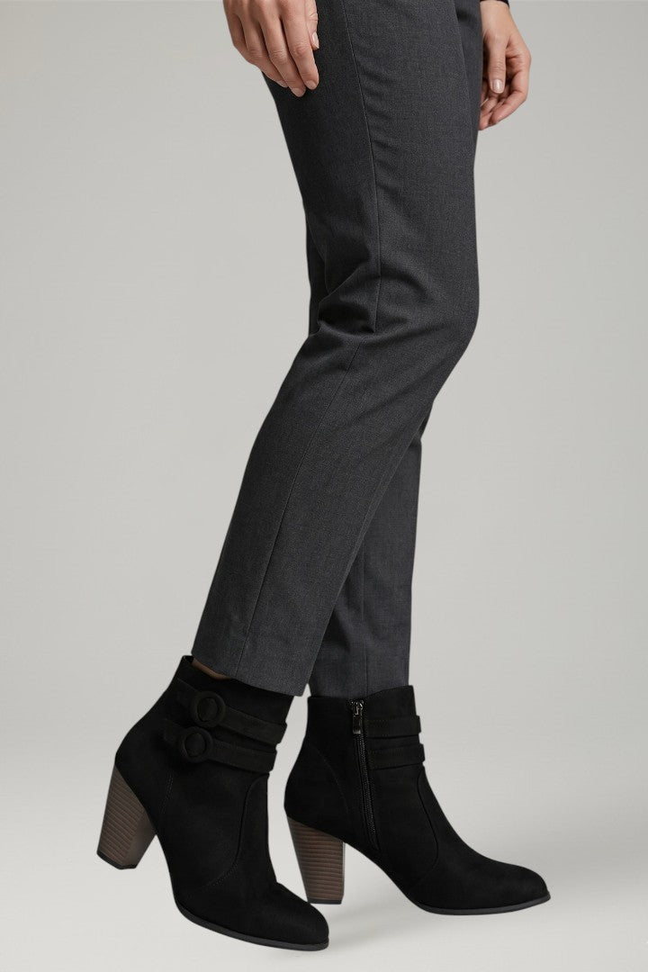 Women's Refined Double Buckle Ankle Cowboy Boots for Daily Use Black