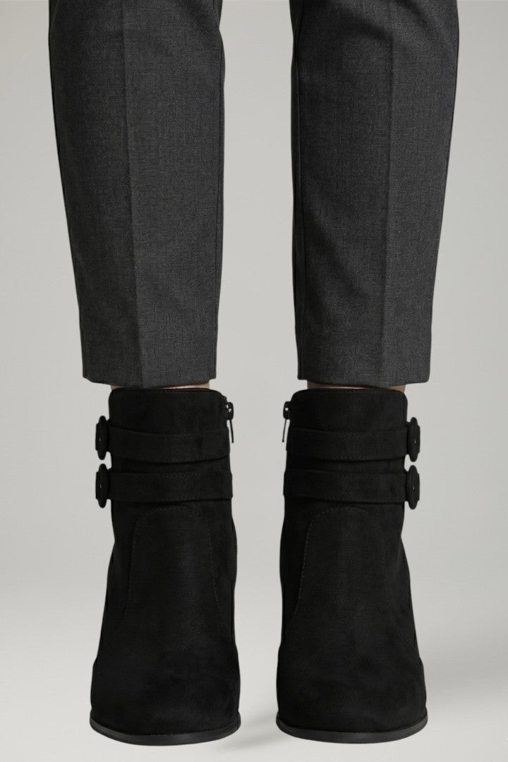 Women's Refined Double Buckle Ankle Cowboy Boots for Daily Use
