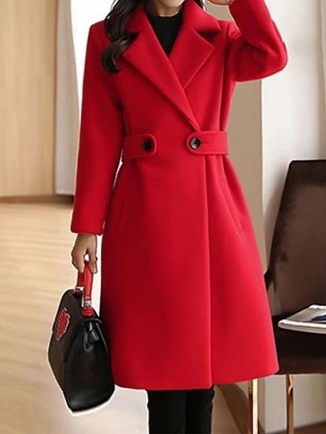Women's Belted Long Coat for Fall and Winter Everyday Wear