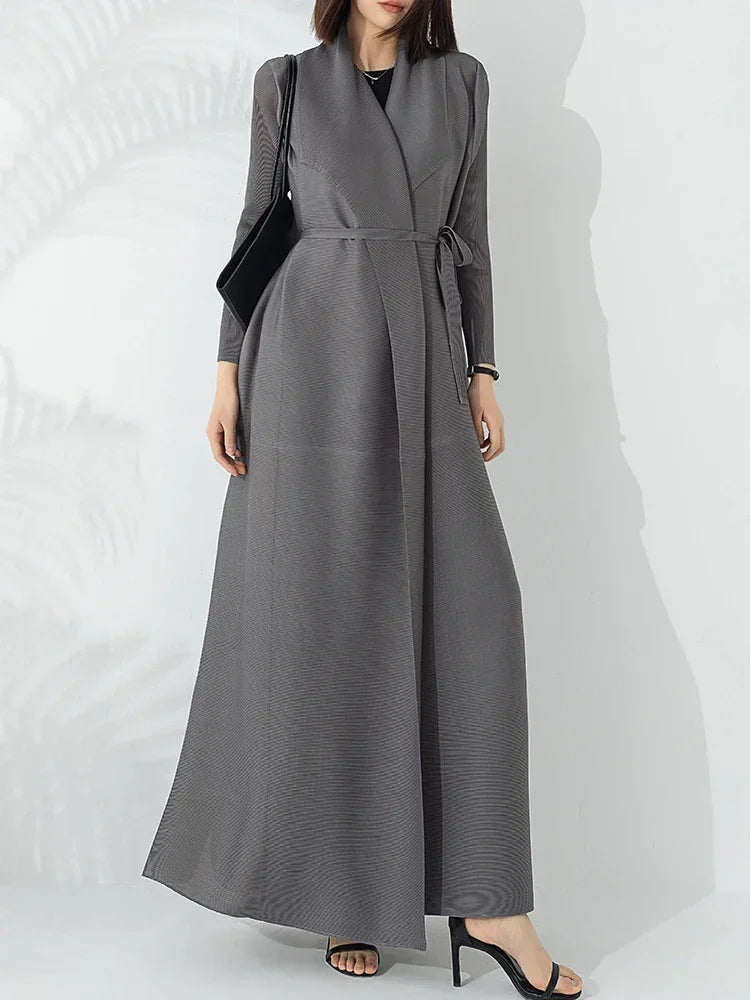 Women's Belted Maxi Coat for Stylish Layering for Daily Use Taupe One Size