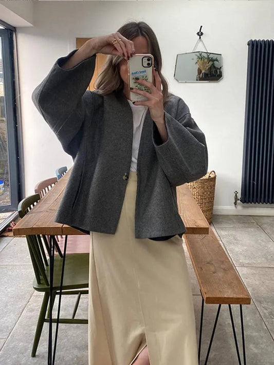 Women's Boxy Oversized Jacket for Fall and Winter Everyday Wear
