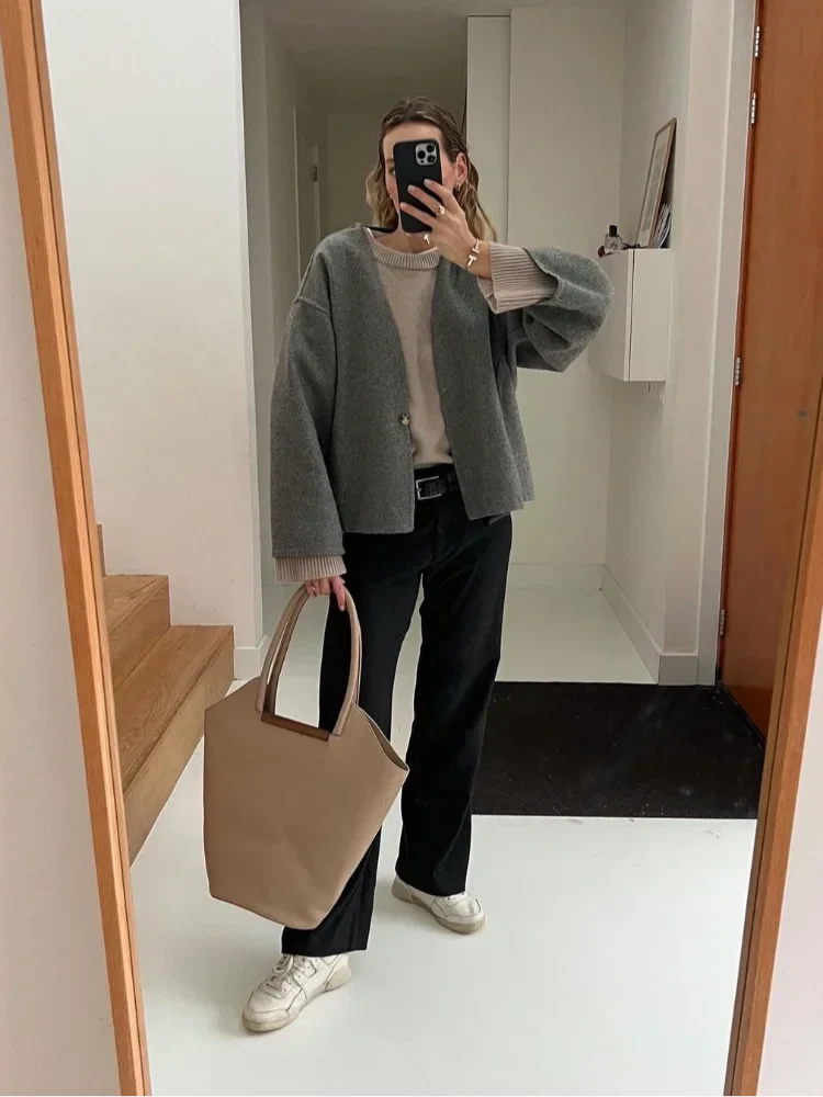 Women's Boxy Oversized Jacket for Fall and Winter Everyday Wear
