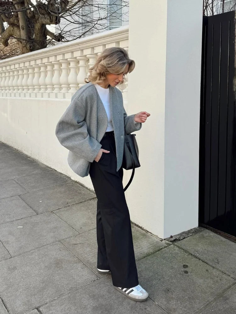Women's Boxy Oversized Jacket for Fall and Winter Everyday Wear