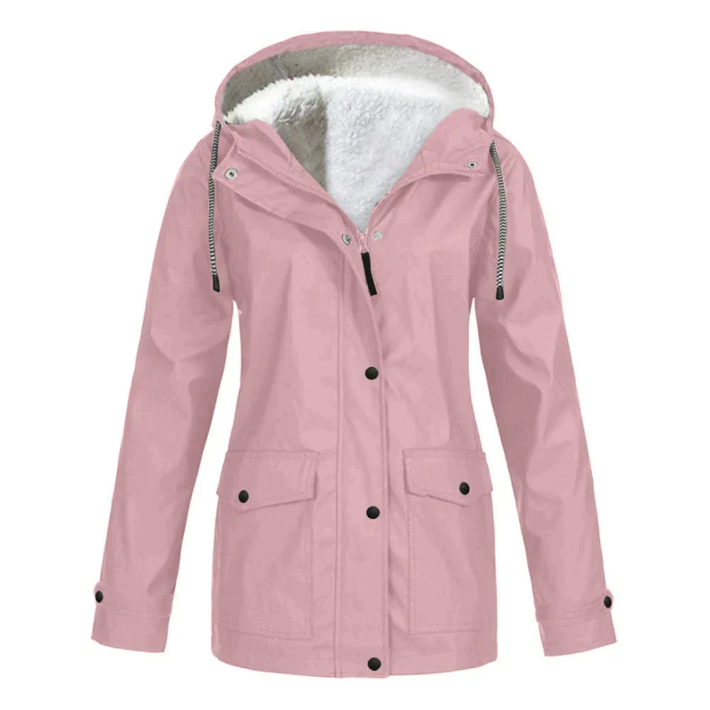 Women's Button Front Hooded Jacket for Fall and Winter Everyday Wear Pink