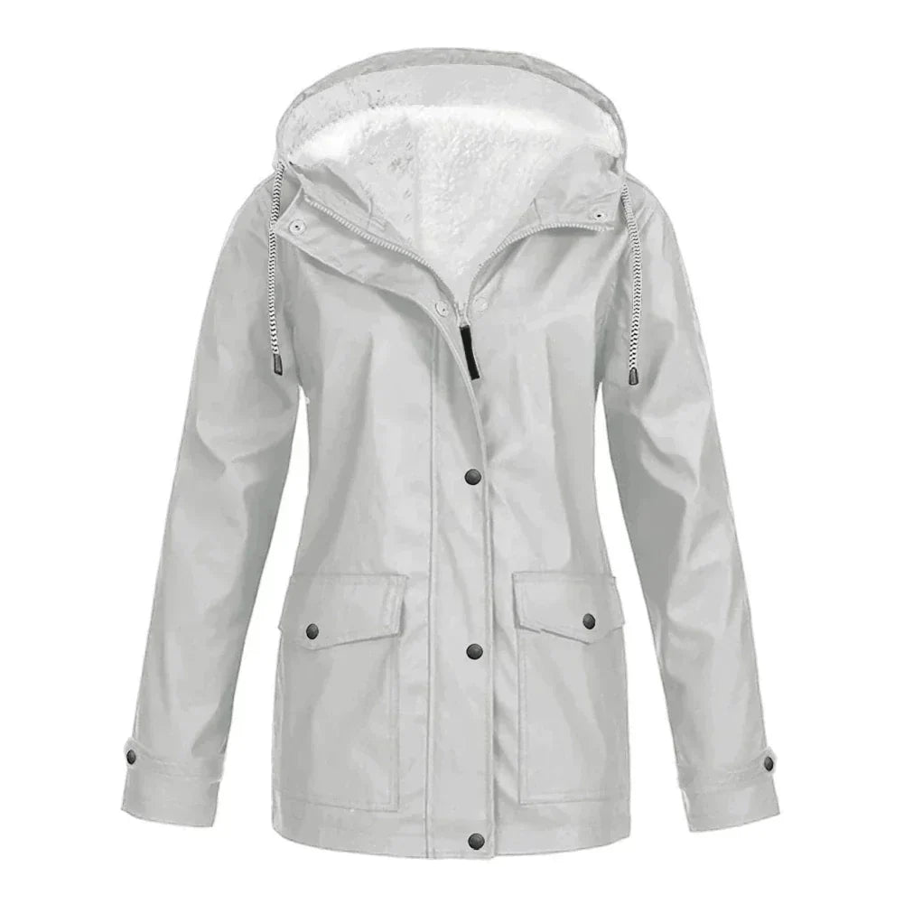 Women's Button Front Hooded Jacket for Fall and Winter Everyday Wear Silver