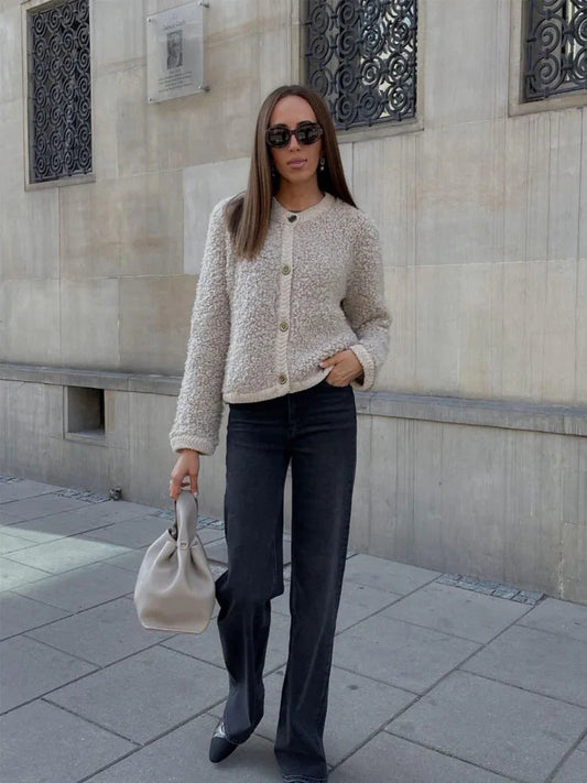 Women's Multi-Color Knit Button-Front Relaxed Fit Cardigan