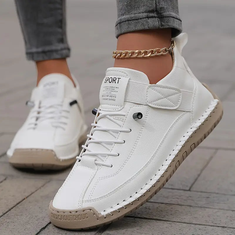 Women's Comfortable Stitch Detail Orthopedic Sneakers for Daily Use White