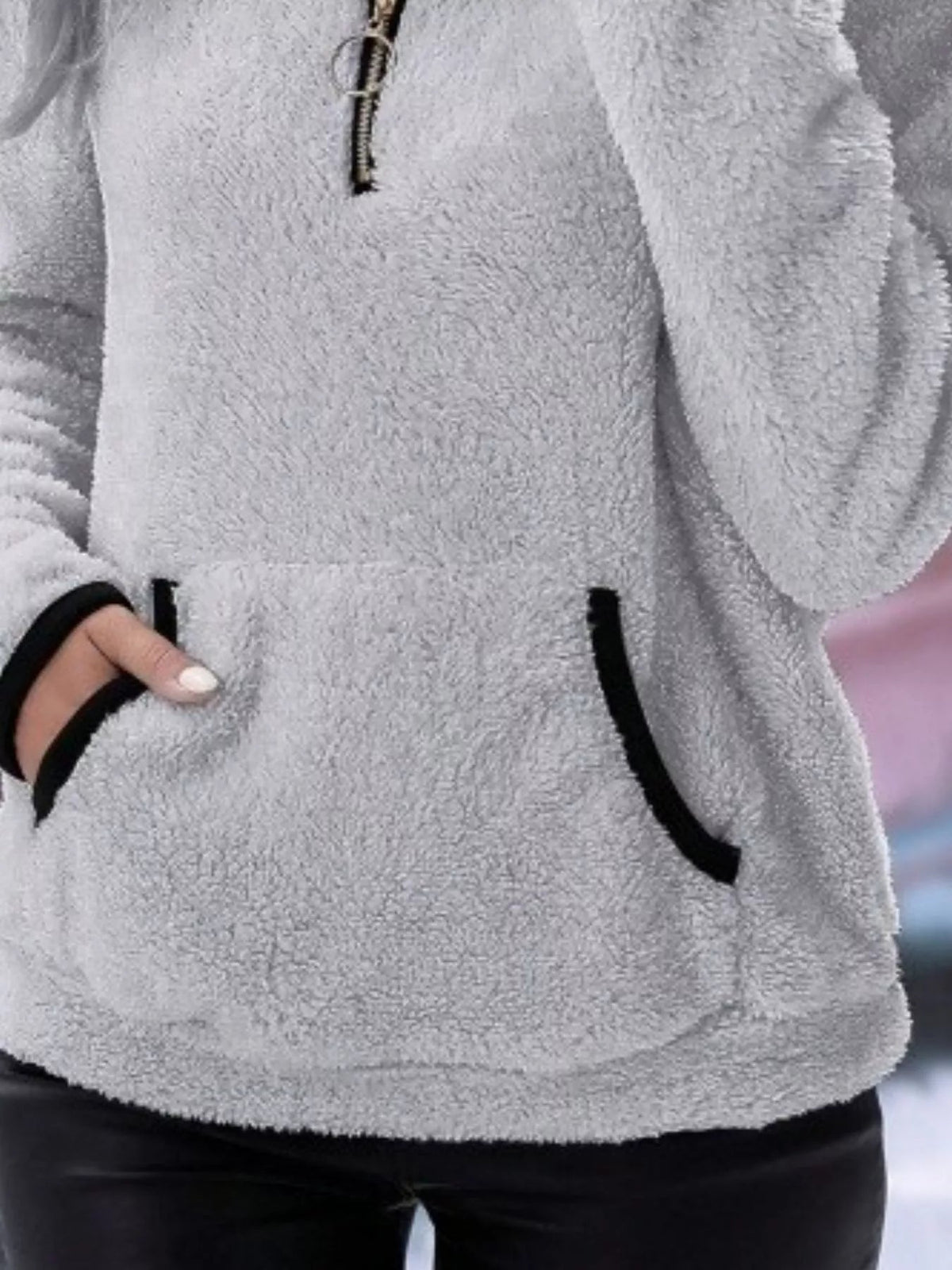 Women's Cozy Half-Zip Fuzzy Sweater for Fall and Winter Everyday Wear