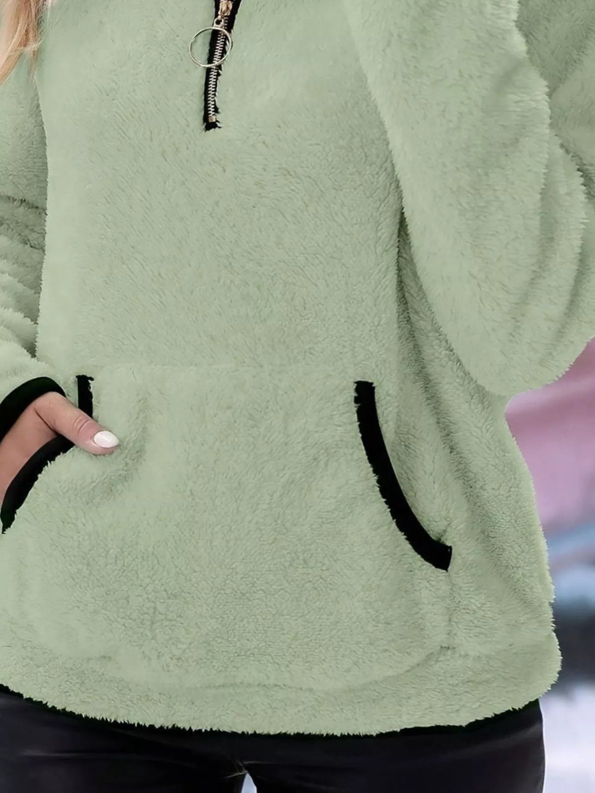 Women's Cozy Half-Zip Fuzzy Sweater for Fall and Winter Everyday Wear