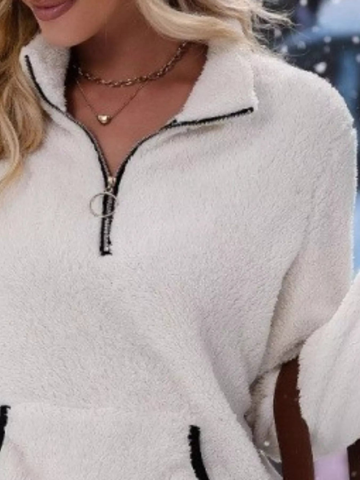 Women's Cozy Half-Zip Fuzzy Sweater for Fall and Winter Everyday Wear