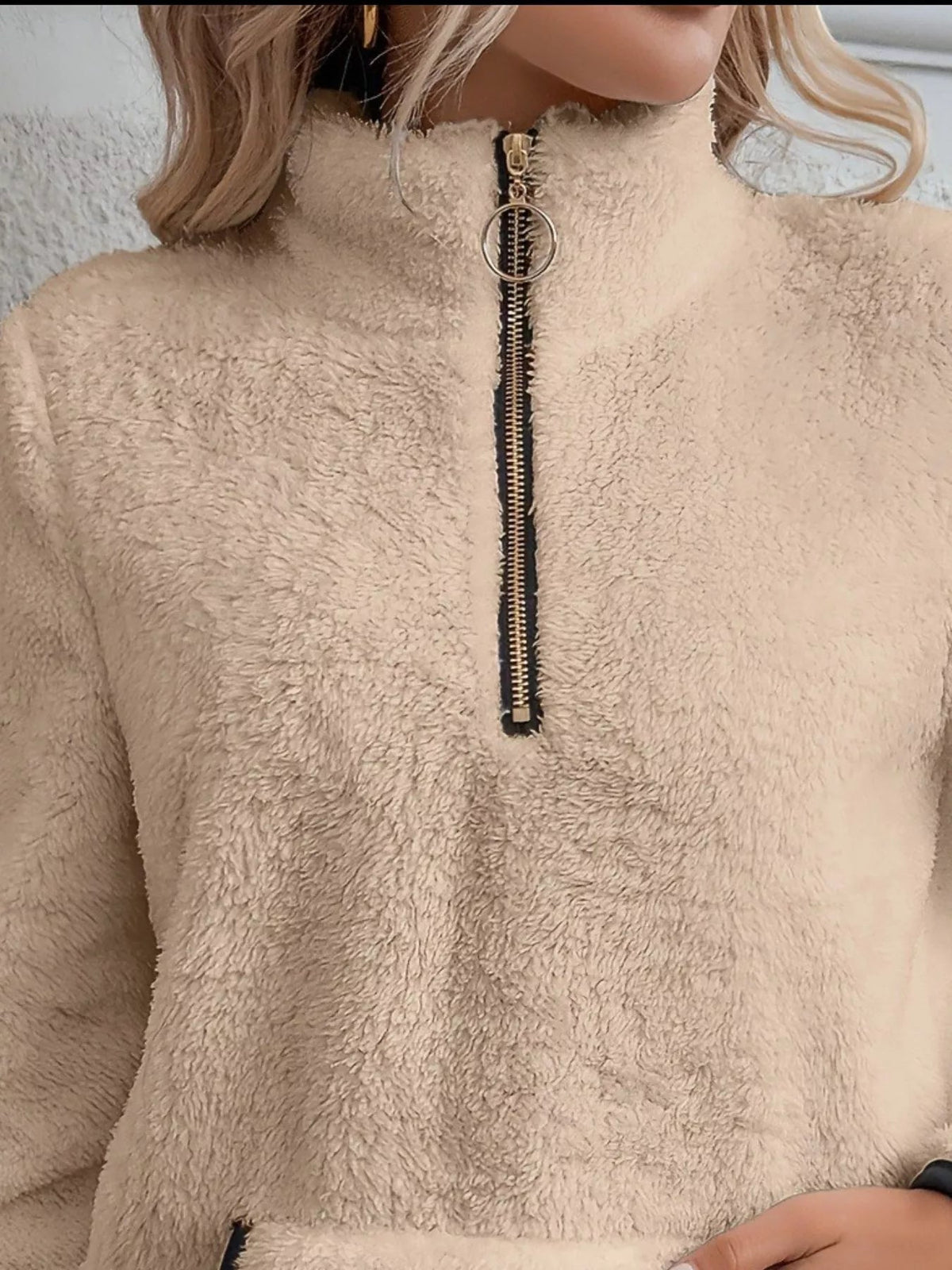 Women's Cozy Half-Zip Fuzzy Sweater for Fall and Winter Everyday Wear