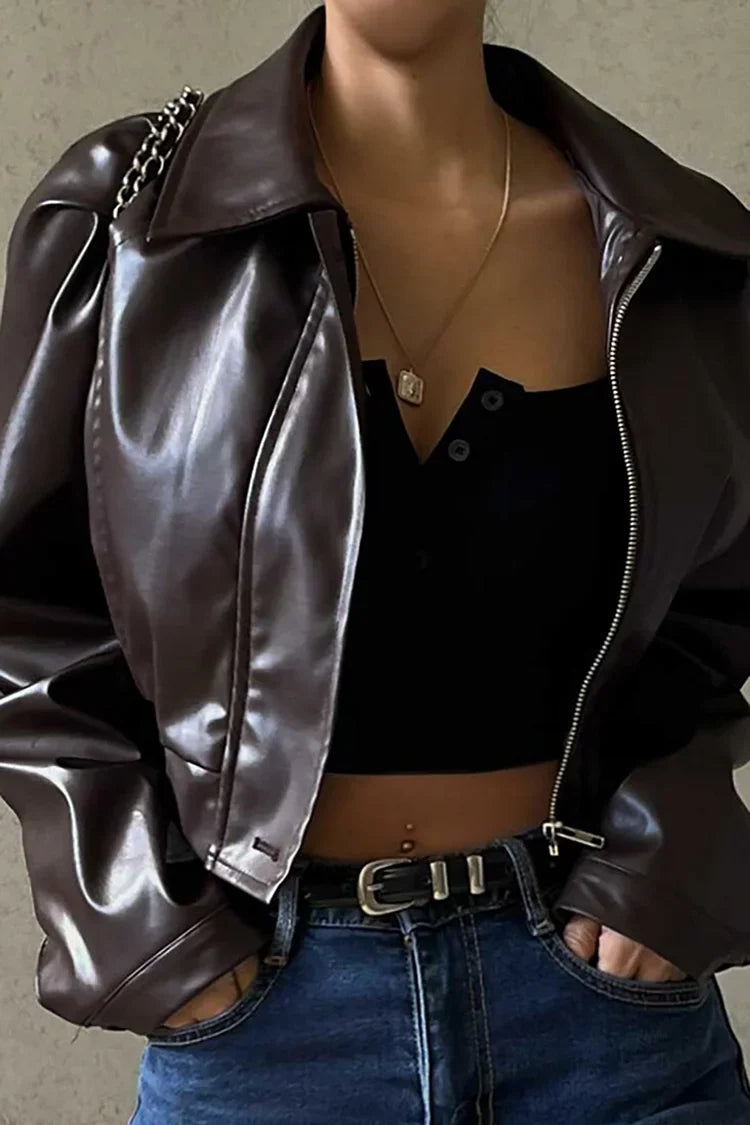 Women's Cropped Zip Up Jacket for Fall and Winter Everyday Wear