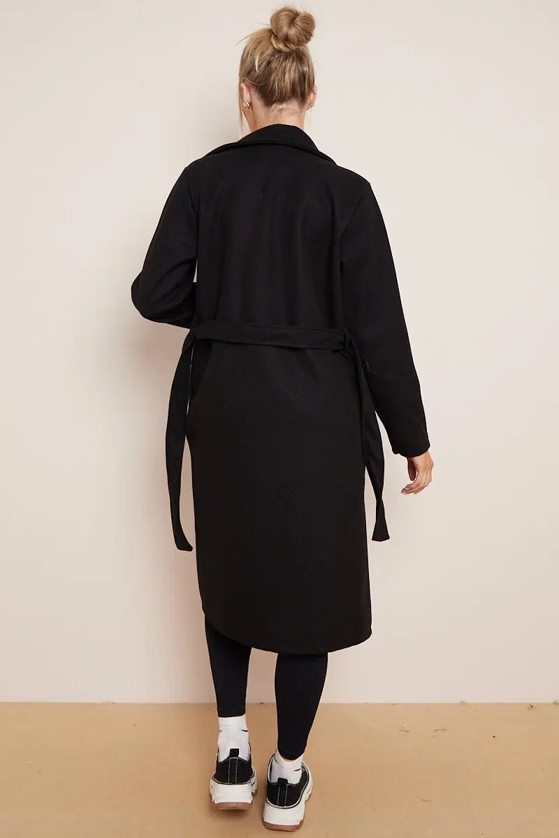 Women's Beige Double Breasted Long Coat for Fall and Winter