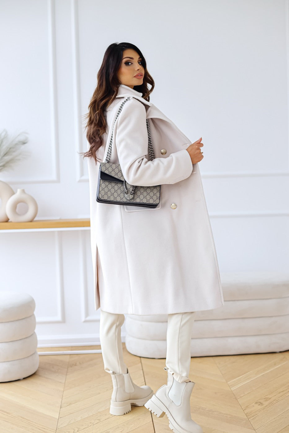 Women's Multi-Color Double-Breasted Stylish Coat for Fall and Winter