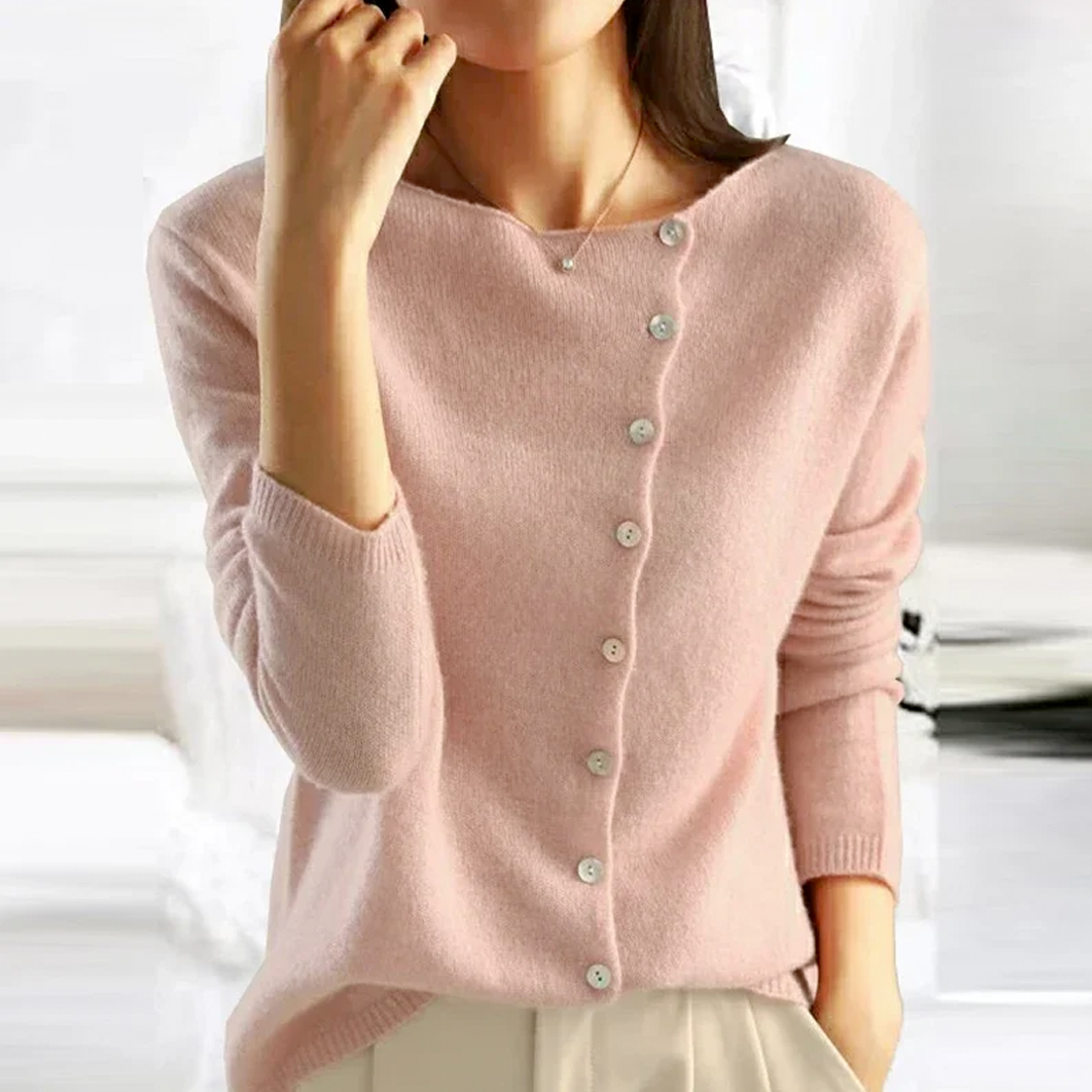 Women's Fitted Button-Down Cardigan for Fall and Winter Everyday Wear Pink One size