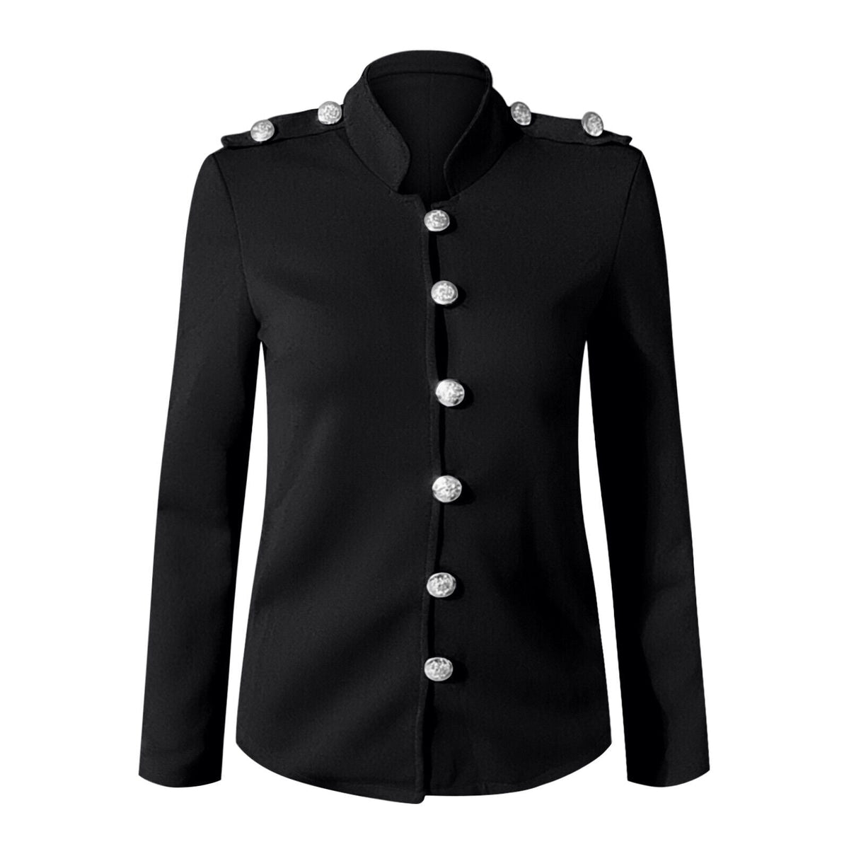 Women's Fitted Button Front Military Jacket for Daily Use