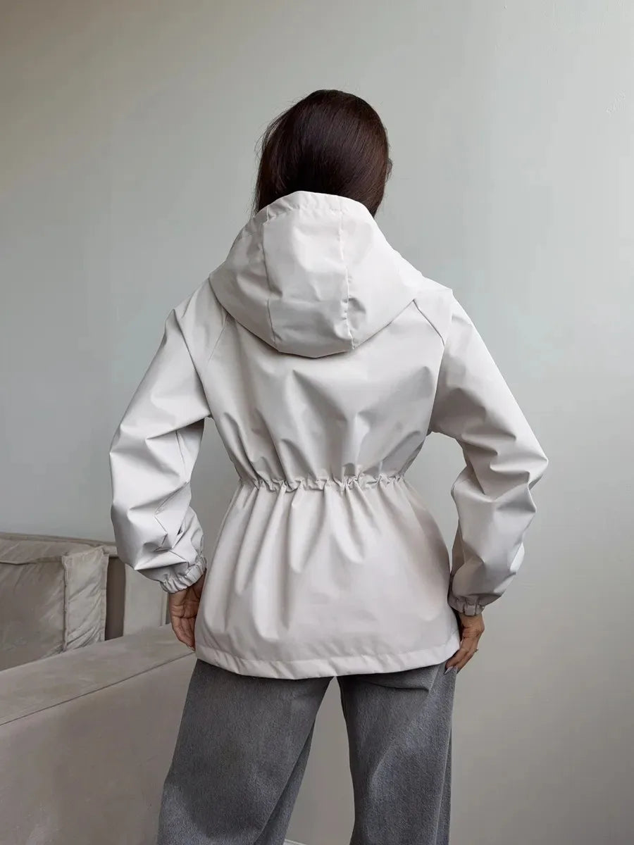 Women's Brown Hooded A-Line Winter Coat for Everyday Wear