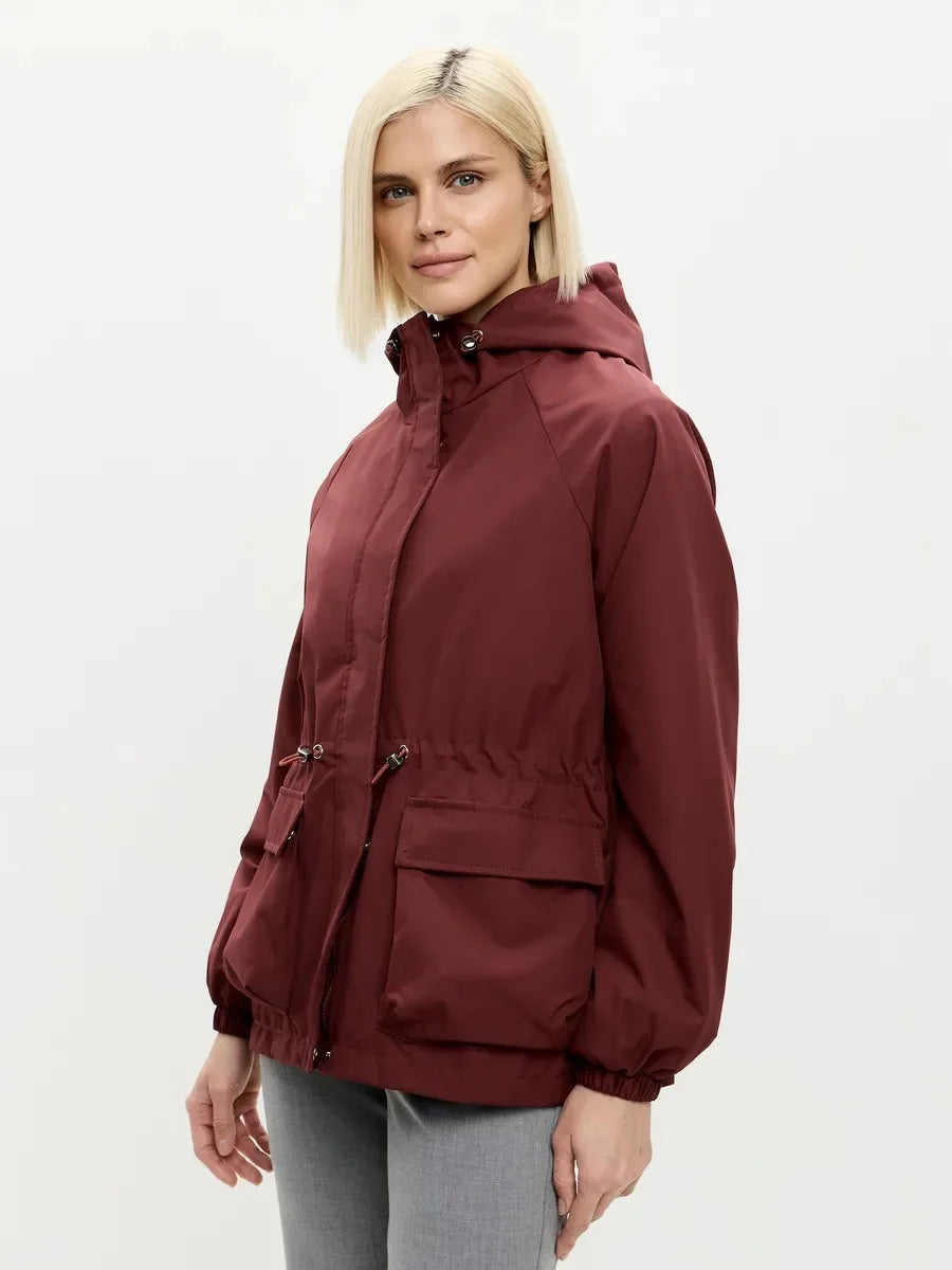 Women's Brown Hooded A-Line Winter Coat for Everyday Wear