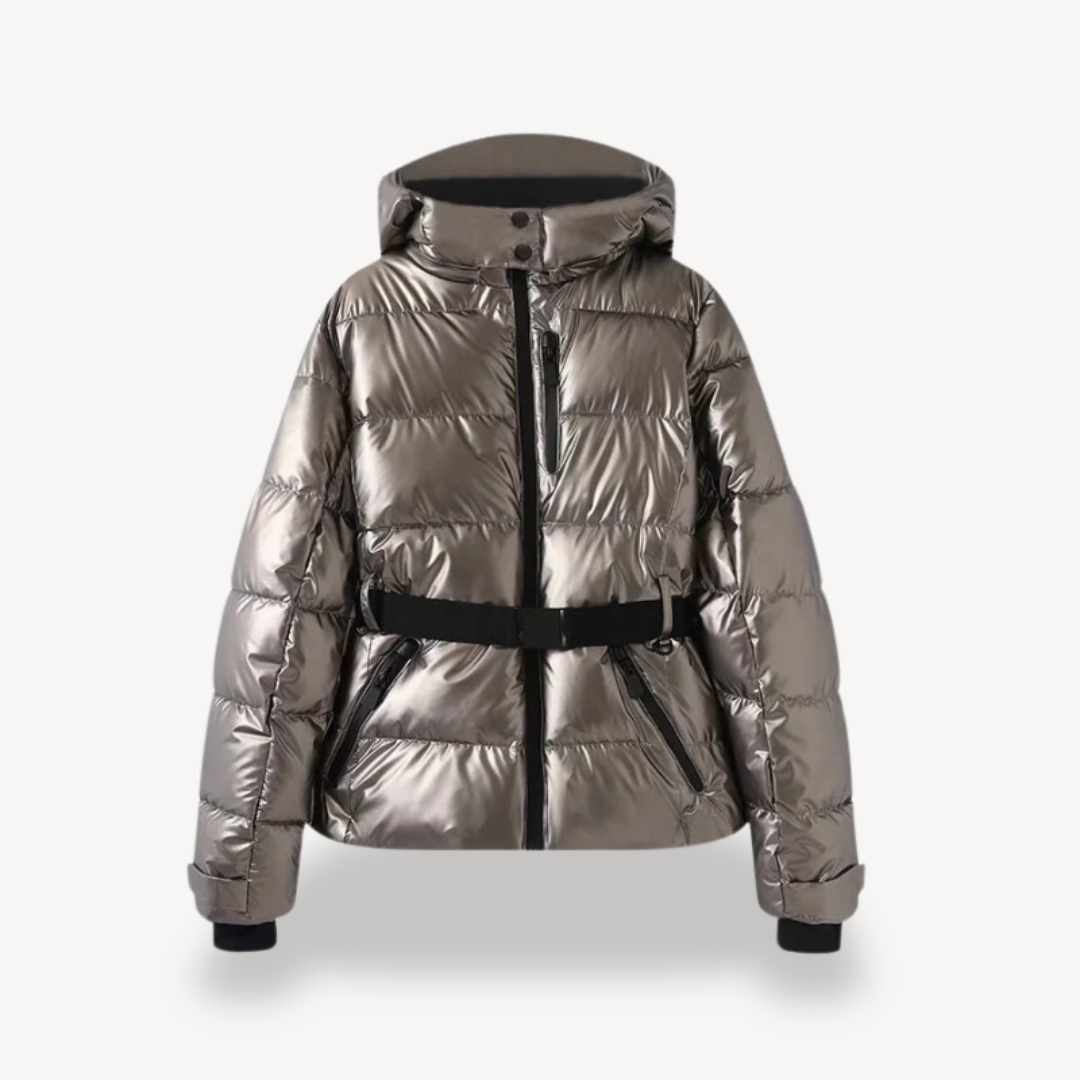 Women's Hooded Belted Puffer Jacket for Fall and Winter Everyday Wear