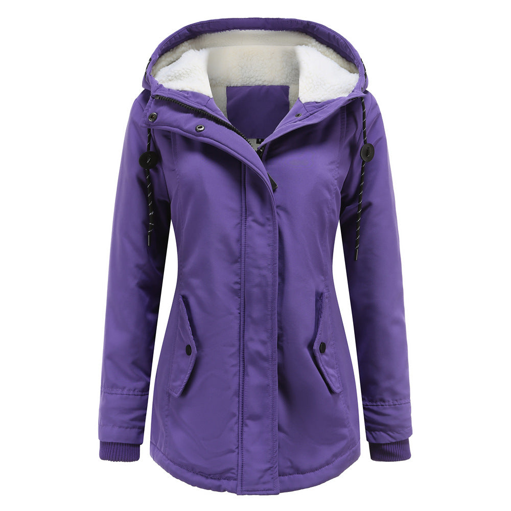 Women's Hooded Fleece Lined Jacket for Comfort and Warmth Lilac