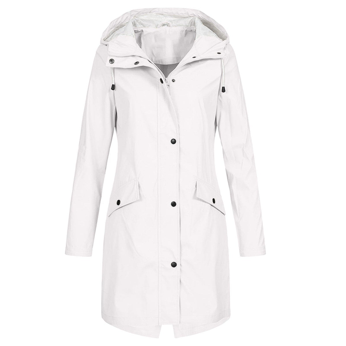 Women's Hooded Mid-Length Winter Coat for Daily Use Warm White