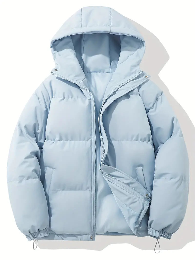 Women's Hooded Puffer Jacket for Warmth and Style for Daily Use Light Blue