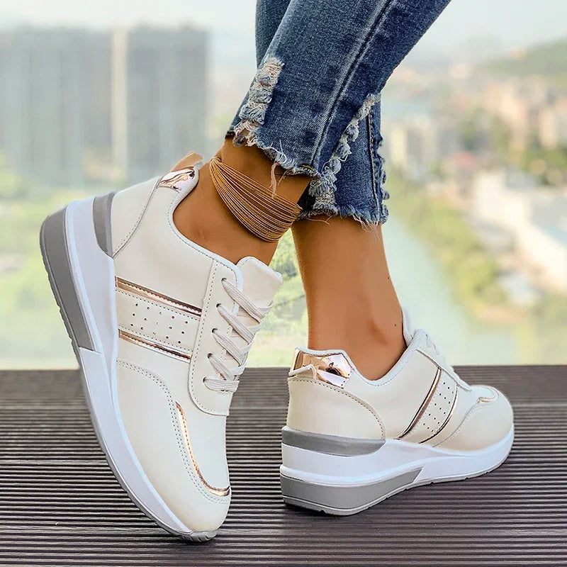 Women's Lace-Up Fashion Sneakers for Fall and Winter Everyday Wear