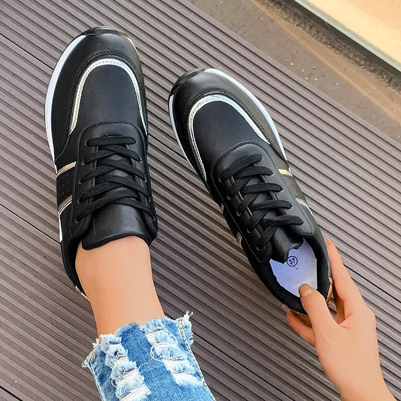 Women's Lace-Up Fashion Sneakers for Fall and Winter Everyday Wear