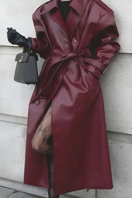 Women's Long Belted Trench Coat for Fall and Winter Everyday Wear