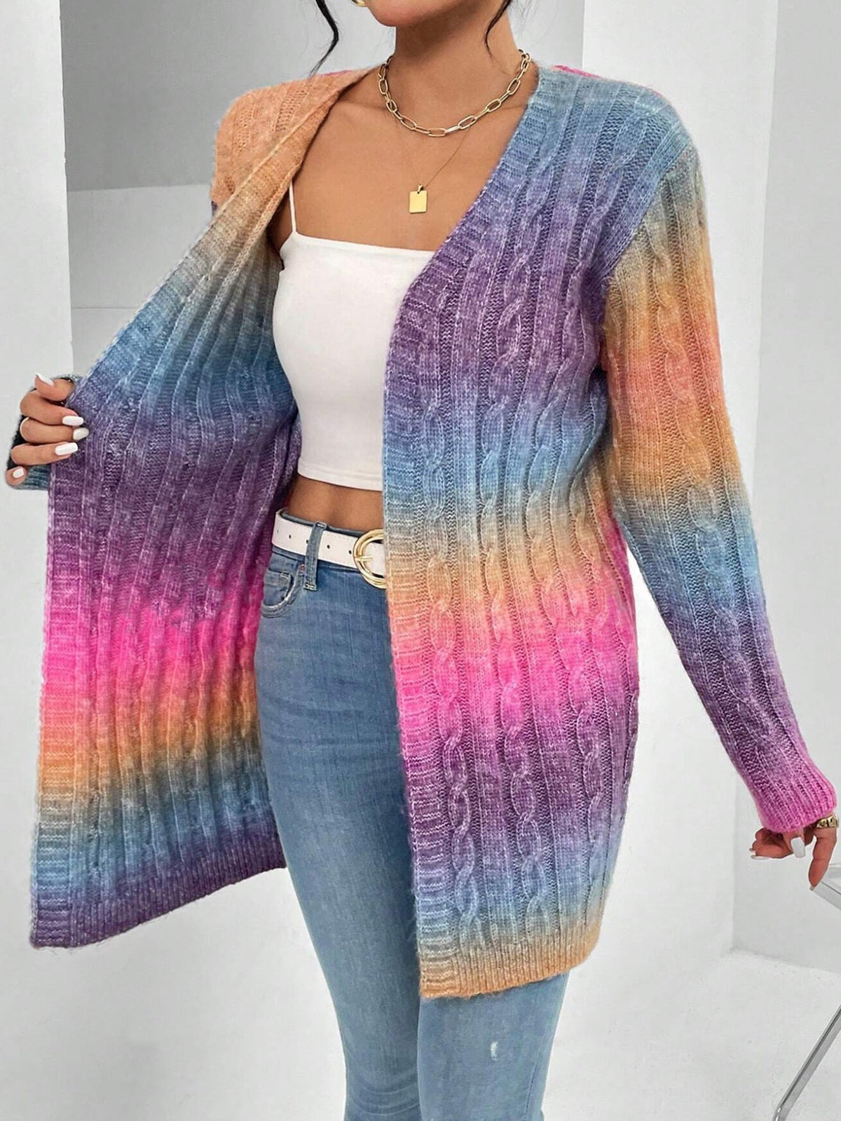 Women's Long Cable Knit Cardigan for Fall and Winter Everyday Wear