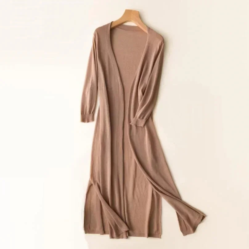 Women's Long Duster Cardigan for Fall and Winter Everyday Wear Khaki