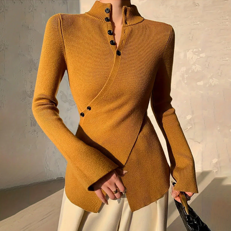 Women's Long Sleeve Wrap Sweater for Fall and Winter Everyday Wear Brown