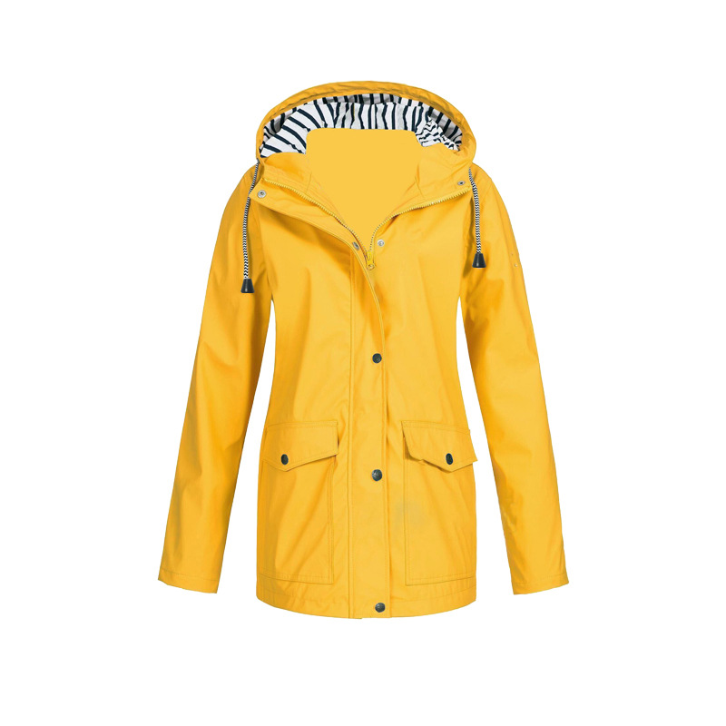 Women's Yellow Longline Hooded Jacket for Fall and Winter Yellow