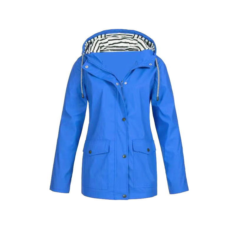 Women's Yellow Longline Hooded Jacket for Fall and Winter Blue